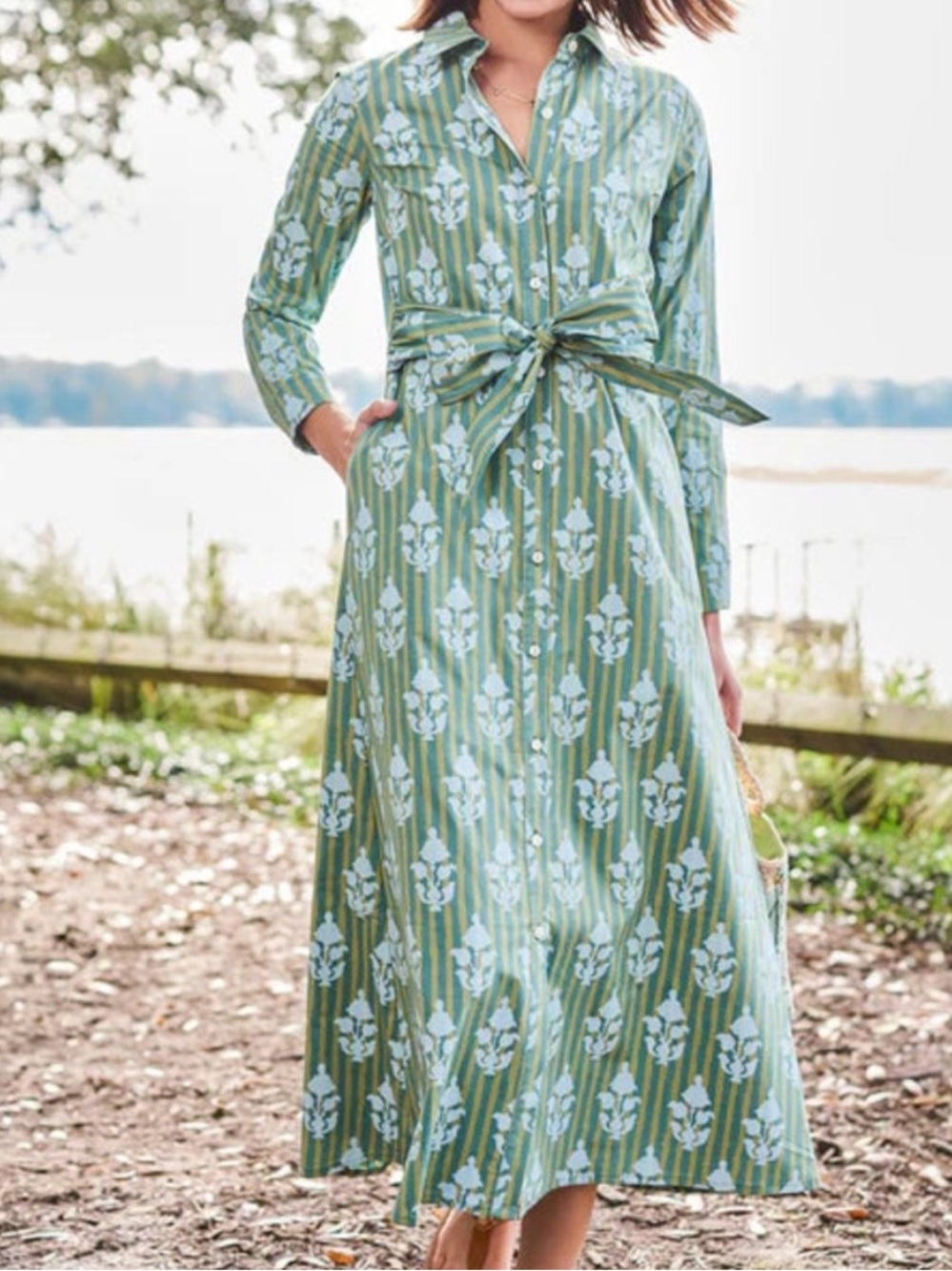 Spartina 449 Marianne Shirt Dress in Hamilton Motif Stripe Large New - Picture 2 of 9